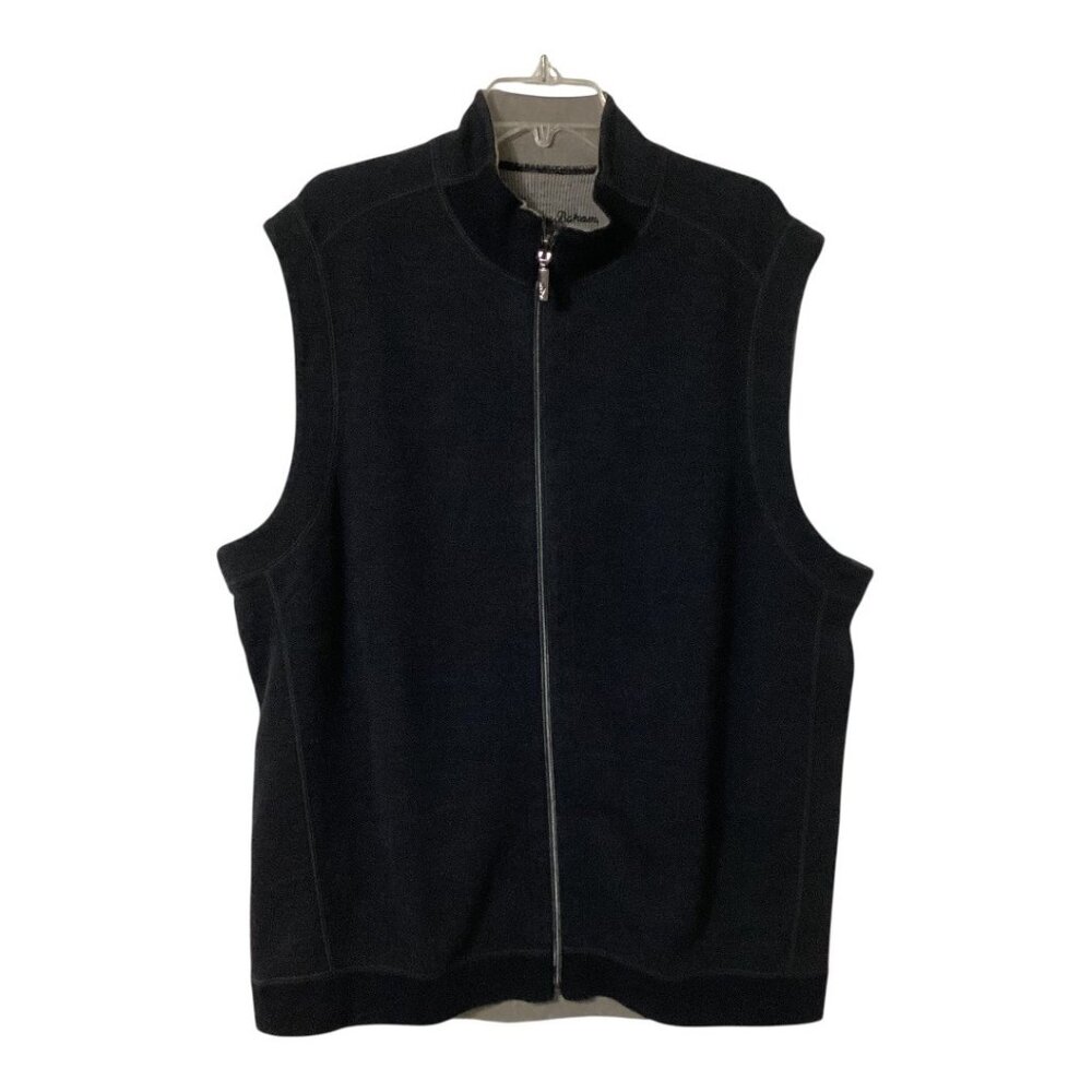 Tommy Bahama Black / Gray Flipshore Full‎ Zip Reversable Vest - Size 2XLB / 2TGG
